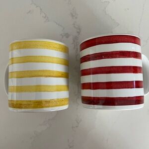 Sakura Red and Yellow Striped Mugs